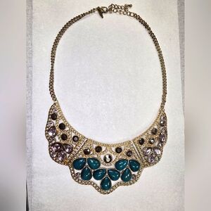 Cubic Zirconia Green Bib Fashion Necklace